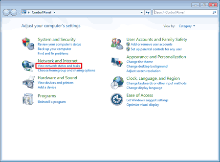 Win7 View network status and tasks