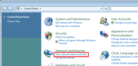 WinVista  View network status and tasks