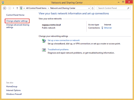 Win81 Change adapter settings