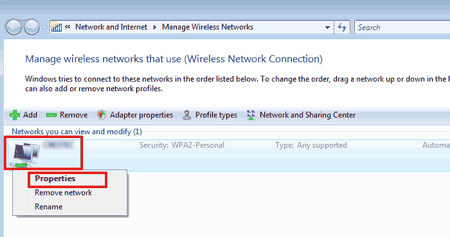 Find the Wireless Security Information (e.g., SSID, Network key, etc.) for  Windows