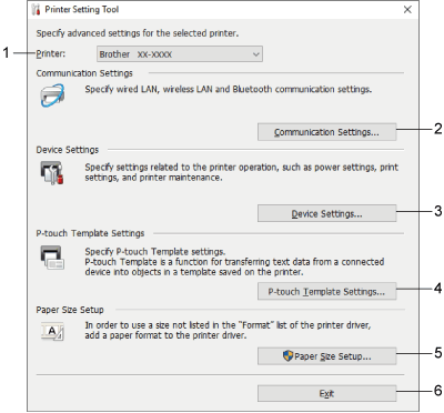 Printer Setting Tool window