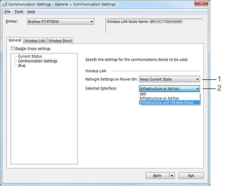 settings communication printer brother network power windows