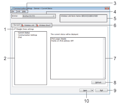 Communication Settings dialog box