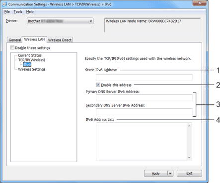 Communication Settings - Wireless LAN tab 2