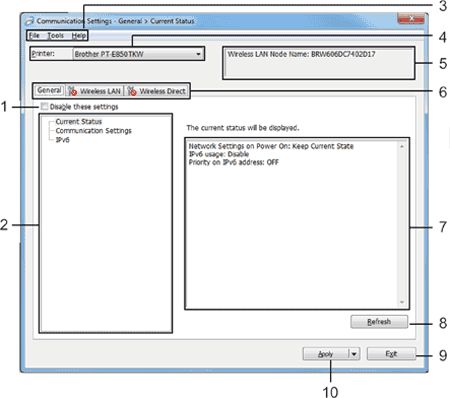 Communication Settings - Setting Dialog box