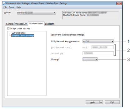 Wireless direct settings