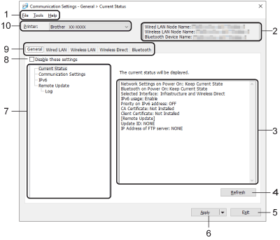 Communication Settings Dialog Box