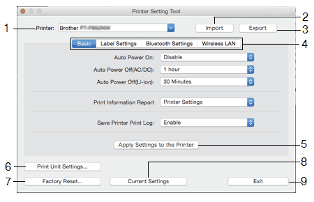 Printer Setting Tool (Tulostimen asetustyökalu) käyttö (Mac-versio) |  Brother