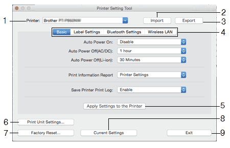 Settings dialog box