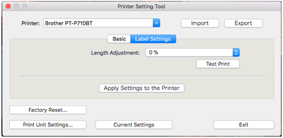 label settings tab