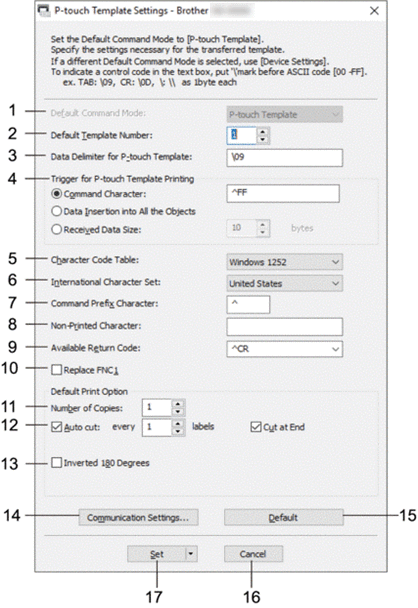 P-touch Template Settings