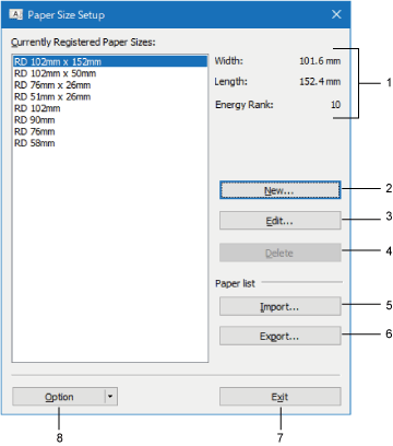 Cuadro de diálogo de configuración de tamaño de papel