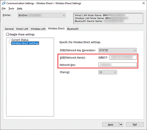 Wirelss Device Settings