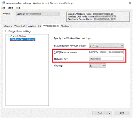 Wireless Direct Settings