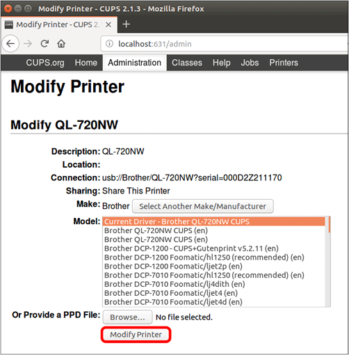 Modify Printer