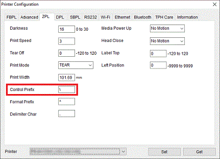 Printer Configuration - ZPL