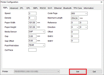 Printer Configuration - Set