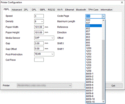 Printer Configuration - FBPL