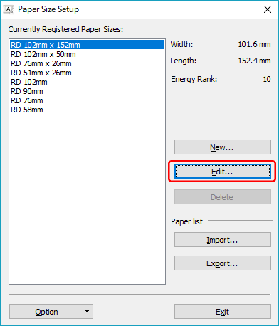 Paper Size Setup