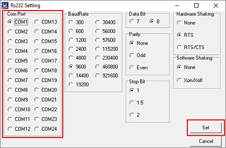 RS232 Setting