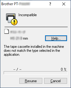 Mensaje de error en P-touch Editor