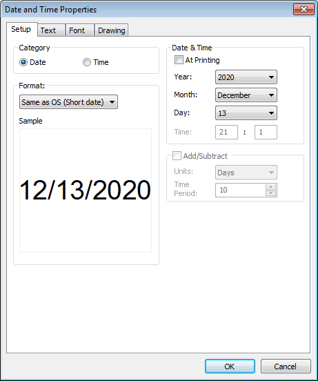 Date and Time Properties dialog box