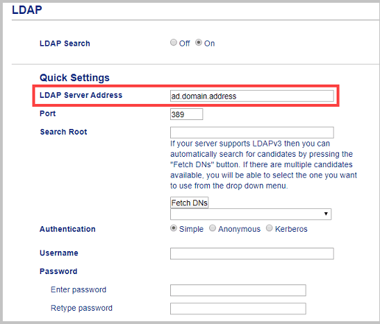 Configure The LDAP Settings Active Directory Authentication Mode 