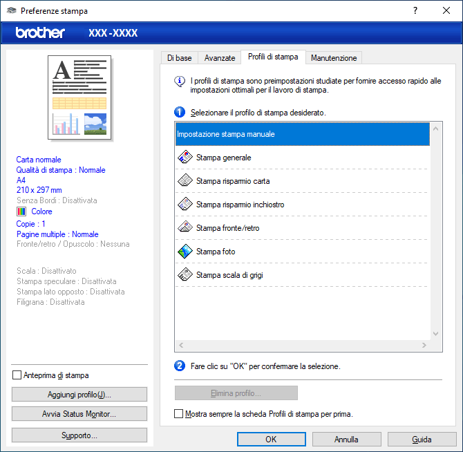 Utilizzare Un Profilo Di Stampa Preimpostato Windows Dcp‑j1200w