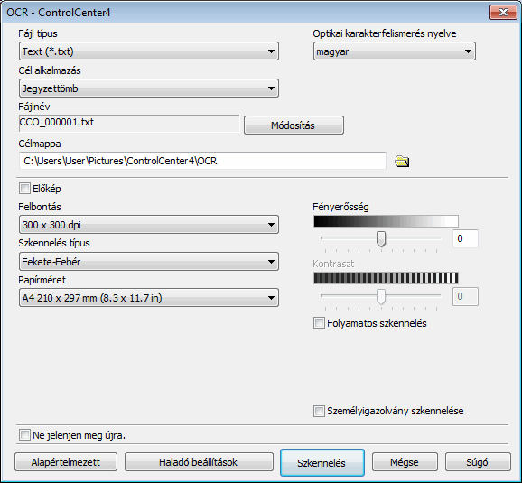 Szkennelés szerkeszthető szövegfájlba (ORC) a ControlCenter4 Speciális  üzemmódjával (Windows) | DCP‑T310 | DCP‑T510W | DCP‑T710W | MFC‑T910DW