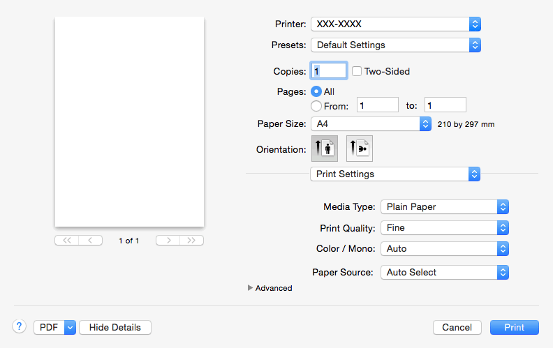 Print Settings