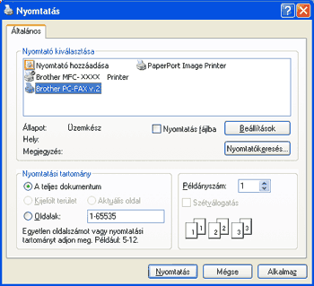 Fájl küldése PC-FAX formátumban az egyszerű formátumú felhasználó felületen