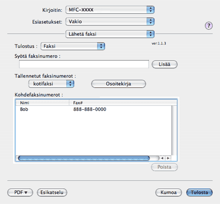 Vedä Mac OS®X:n osoitekirjasovelluksesta vCard (Mac OS®X 10.2.x–10.4.x)