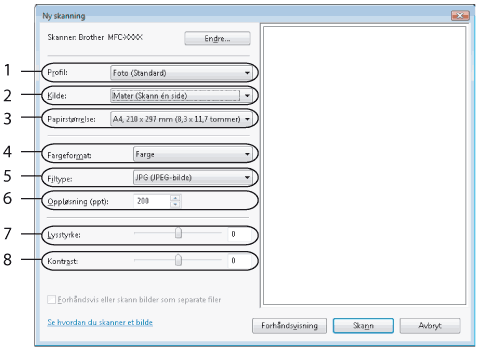 Skanne dokumenter med WIA-driveren(For brukere av Windows Fotogalleri og  Windows Skann og faks)