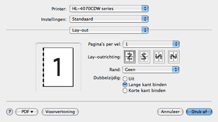 Functies in de printerdriver (voor Macintosh®)