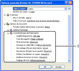 Utilisation du pilote d'imprimante BR-Script 3 (émulation du langage  PostScript ® 3™ pour Windows ® )